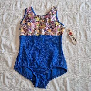 Body Wrappers girls size 12-14 gymnastic or dance leotard multi color design NWT